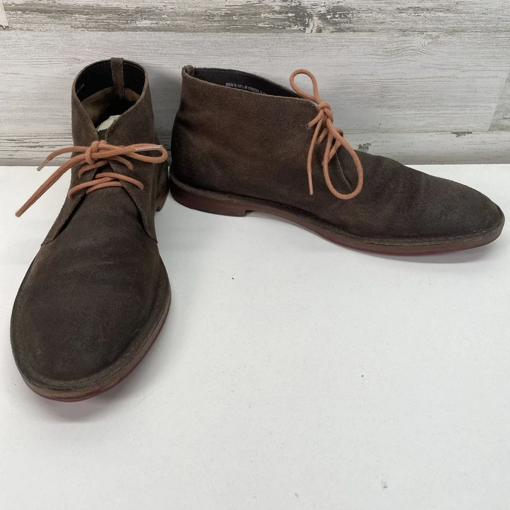 Cole Haan Men's Glenn Lace-Up‎ Chukka Boot US 10.5 M Brown Leather Ankle Boots